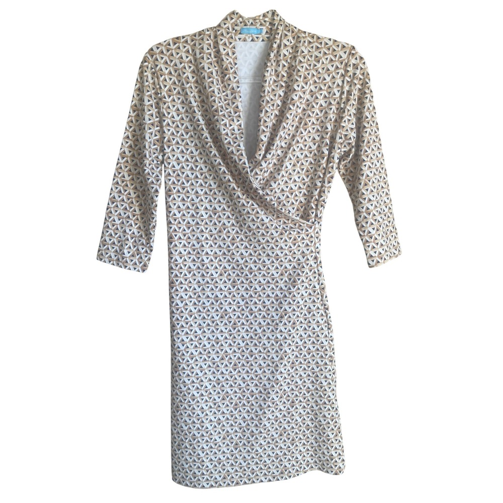 J.McLaughlin Catalina Cloth Dress Womens S‎ Tan Geometric Faux Wrap